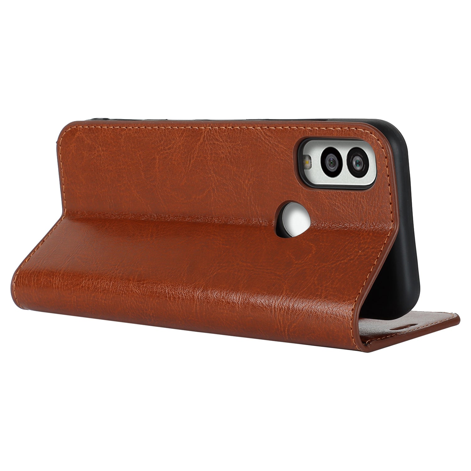 Uniqkart for Kyocera Android One S10 / One S9 Fall Proof Phone Case Crazy Horse Texture Genuine Cow Leather Stand Wallet Cover - Light Brown Uniqkart for Kyocera Android One S10 / One S9 Fall Proof Phone Case Crazy Horse Texture Genuine Cow Leather Stand Wallet Cover - Light Brown